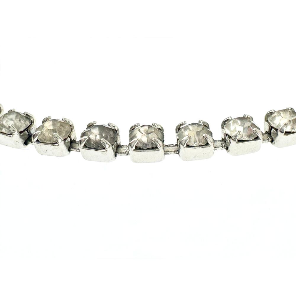 Vintage Silver Tone Rhinestone Necklace 1950's 1960's Jewelry